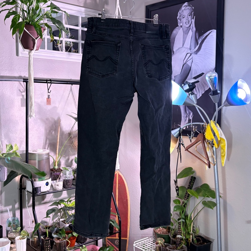 Urban Star Black Straight Leg Jeans 32x30 Men's Cotton Stretch Denim - Picture 2 of 10